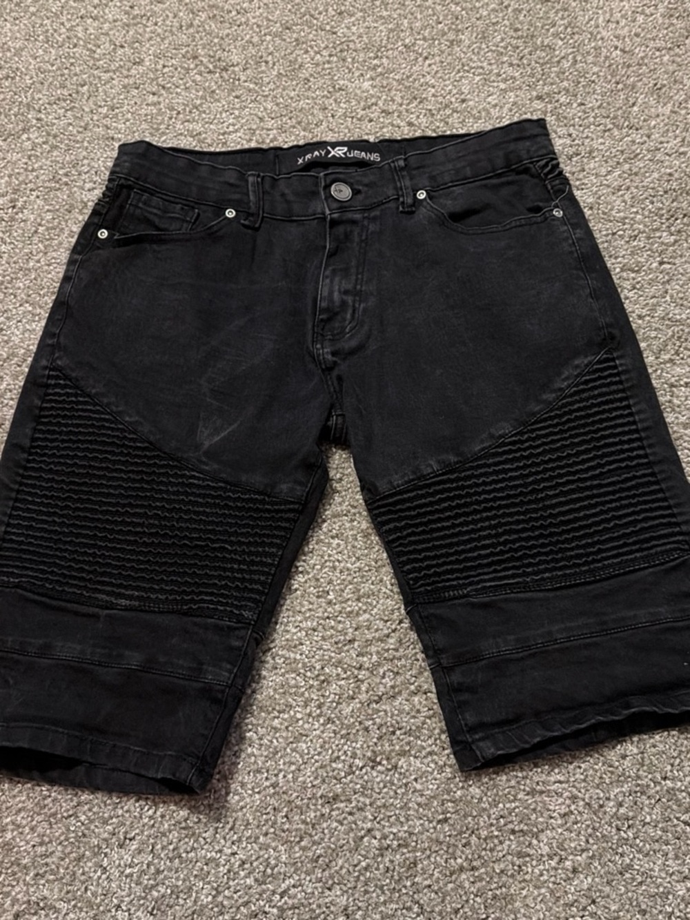Xray® Jeans Men's Black Ribbed Biker Jean Shorts